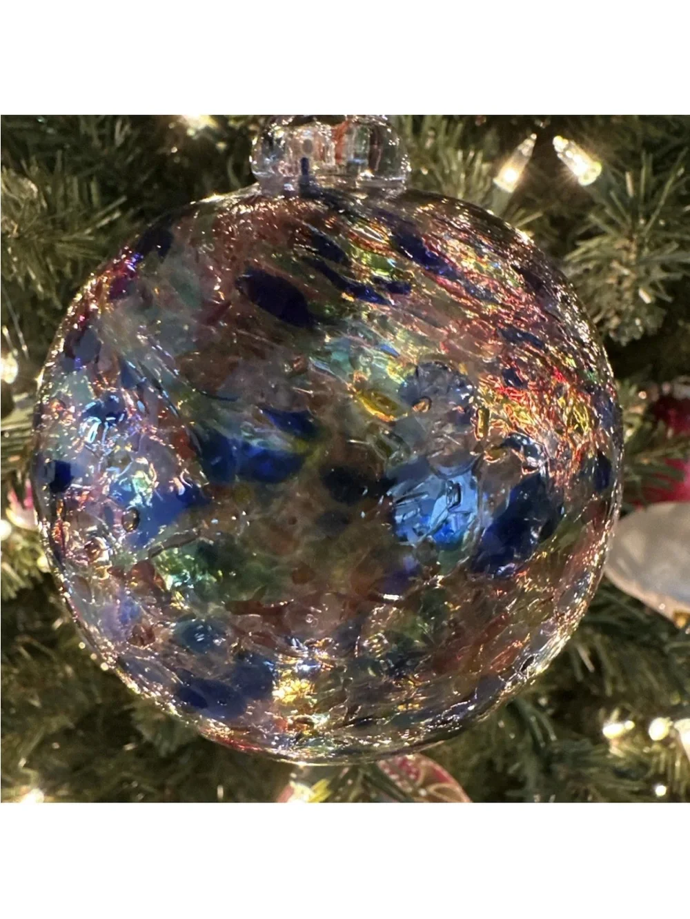 BEAUTIFUL Round Blown GL. Swirl Christmas Ornament WITCH BALL